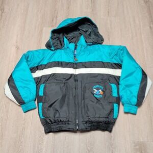 Vintage 90s Pro Player Charlotte Hornets NBA Puffer Jacket Teal Black Mens Large